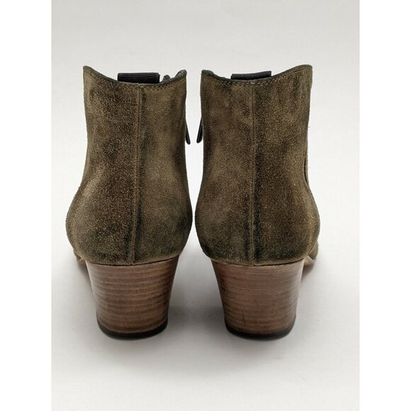 Aquatalia x Martin K Suede Ankle Boots Olive Green Womens 7 Italian Leather - Picture 9 of 12